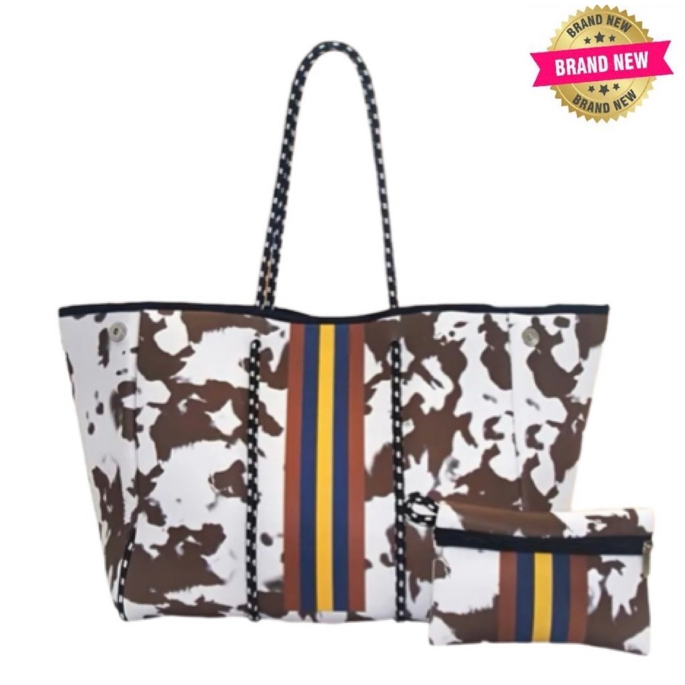Neoprene Cow Print Large Tote